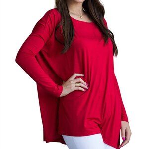 The Perfect Piko Womens Small Loose Fit Red Long Sleeve Tunic Top Bamboo